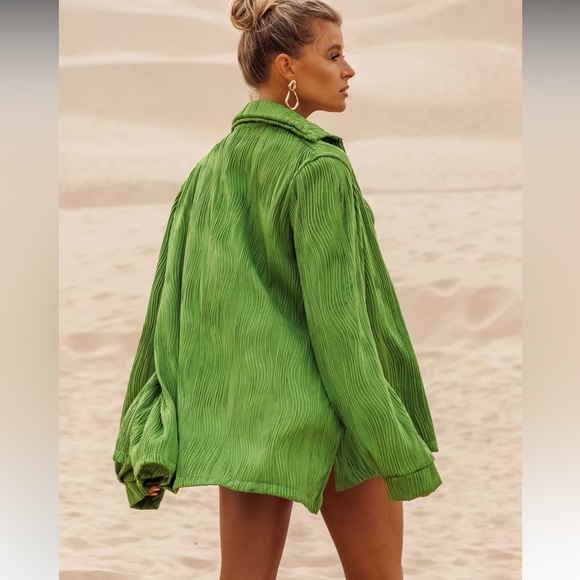 Matte Swim Green Erden Textured Cover Up Only - Picture 5 of 5
